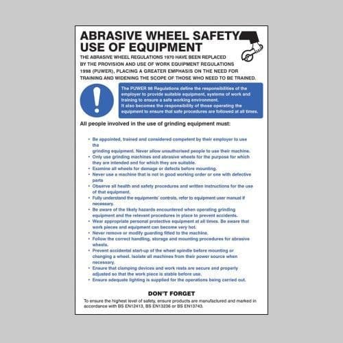58125 Abrasive wheel regulations poster  (400x600mm) Safety Sign