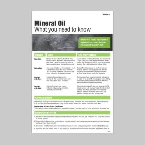 58127 Mineral oil poster  (400x600mm) Safety Sign