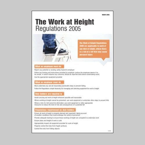 58129 Working at heights regulation poster  (400x600mm) Safety Sign