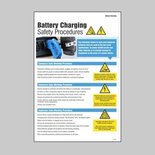 58135 Battery charging safety checklist poster  (400x600mm) Safety Sign