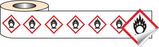 58150 250 S/A labels 100x100mm GHS Label - Oxidiser  (100x100mm) Safety Sign
