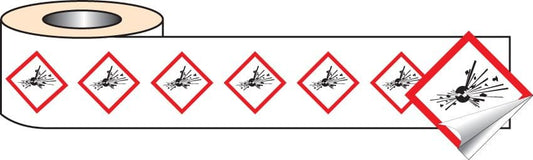 58152 250 S/A labels 100x100mm GHS Label - Explosive  (100x100mm) Safety Sign