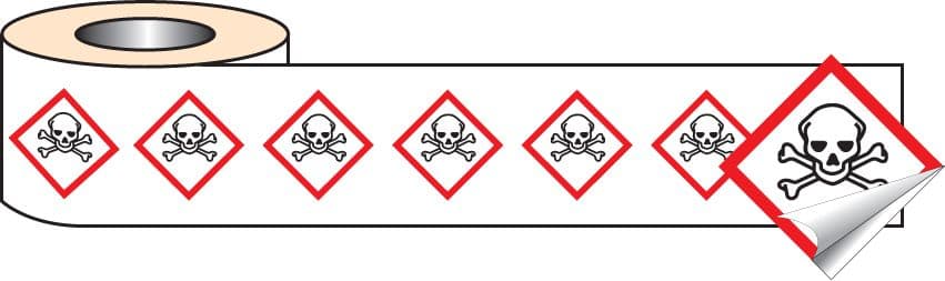 58153 250 S/A labels 100x100mm GHS Label - Toxic  (100x100mm) Safety Sign
