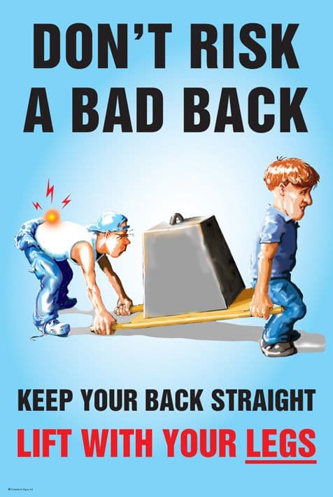 58181 Don't risk a bad back poster 510x760mm synthetic paper  (510x760mm) Safety Sign