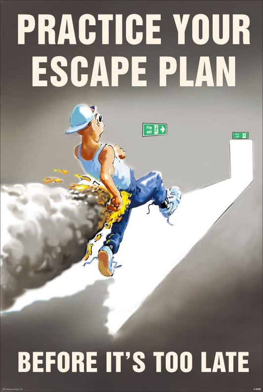 58189 Practice your escape plan 510x760mm synthetic paper  (510x760mm) Safety Sign