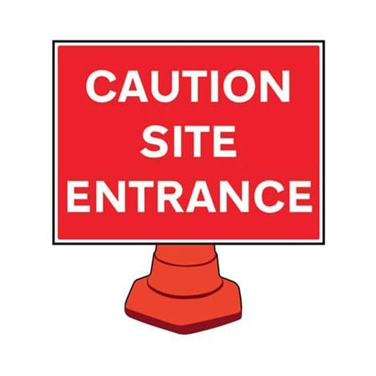 58208 Caution site entrance reflective cone sign 600x450mm (cone not included)