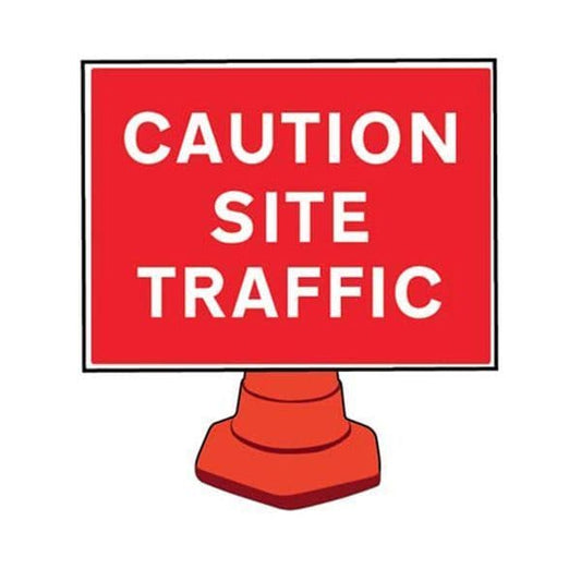 58211 Caution site traffic reflective cone sign 600x450mm (cone not included)