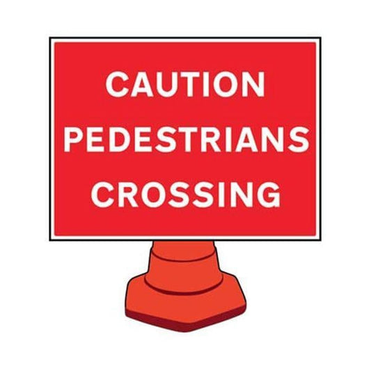 58212 Caution pedestrians crossing reflective cone sign 600x450mm (cone not included)