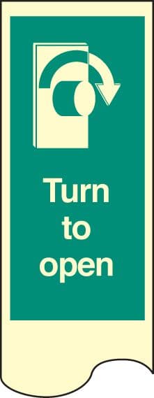 58231 Door plate - turn to open right photo rp  (75x300mm) Safety Sign