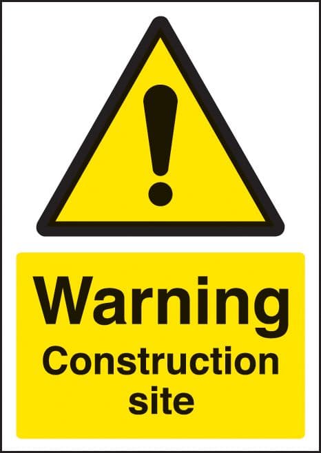 58360 Warning construction site - A4 rp  (210x297mm) Safety Sign