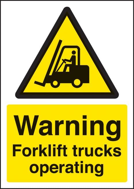 58375 Warning forklift trucks operating - A4 sav  (210x297mm) Safety Sign