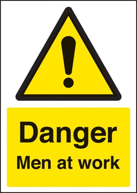 58377 Danger men at work - A4 sav  (210x297mm) Safety Sign