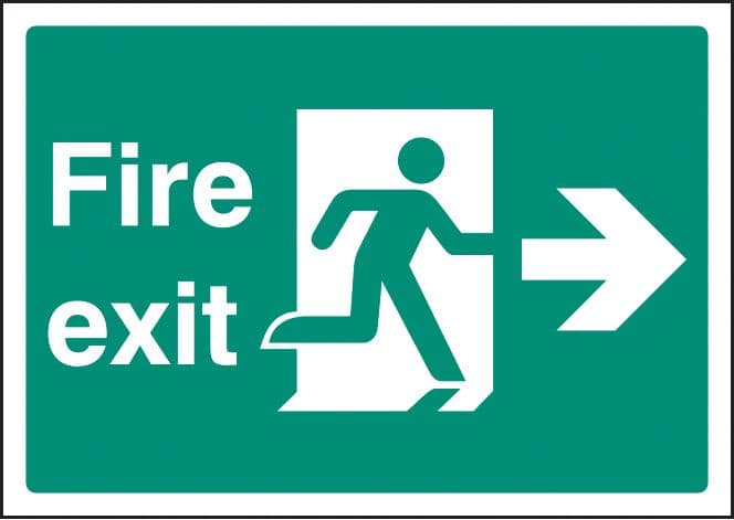 58391 Fire exit right - A4 sav  (210x297mm) Safety Sign