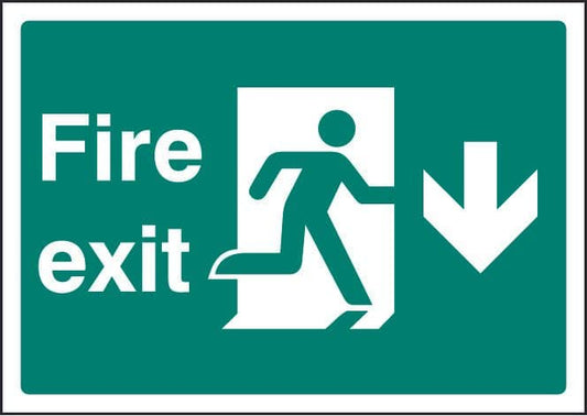 58393 Fire exit down - A4 sav  (210x297mm) Safety Sign