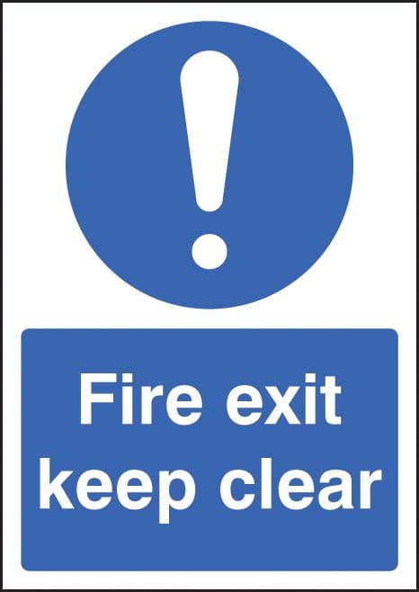 58396 Fire exit keep clear - A4 rp  (210x297mm) Safety Sign