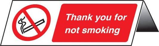 58402 Thank you for not smoking table cards (pk of 5)  (150x150mm) Safety Sign