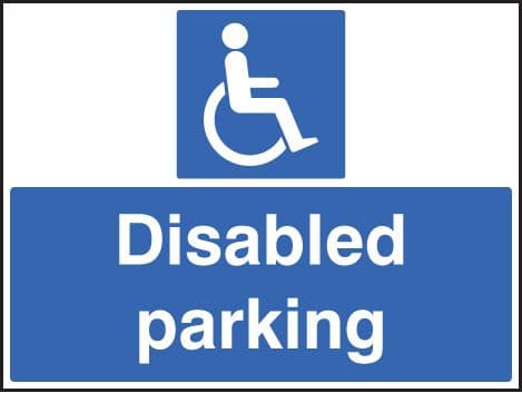 58527 Disabled parking only c/w frame 600x450mm  (600x450mm) Safety Sign