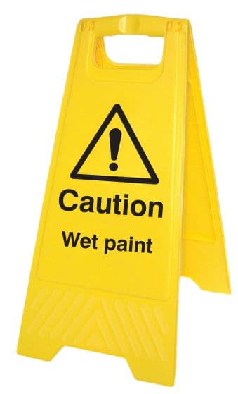58544 Caution wet paint (free-standing floor sign)  (300x575mm) Safety Sign