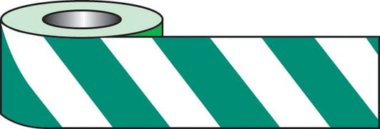 58631 Self adhesive hazard tape 33m x 50mm - green/white  (33M x 50mm) Safety Sign