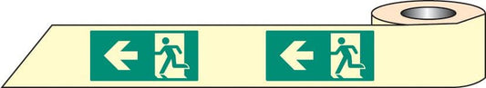 58653 Man arrow left photoluminescent tape 10mx40mm  (10M x 40mm) Safety Sign