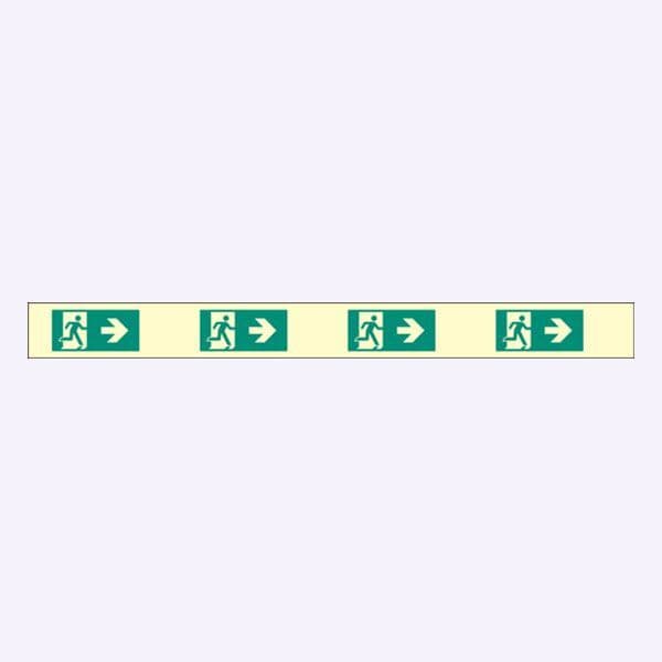 58667 Fire exit right marking strips 1200x800mm photoluminescent  (1200x80mm) Safety Sign