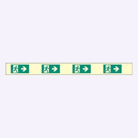 58667 Fire exit right marking strips 1200x800mm photoluminescent  (1200x80mm) Safety Sign