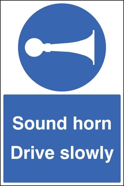 58736 Sound horn drive slowly floor graphic 400x600mm  (400x600mm) Safety Sign