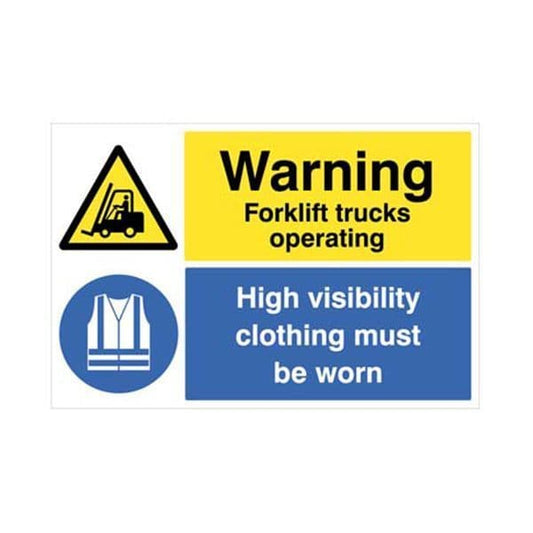 58881 Warning forklifts operating Hi-vis clothing must be worn floor graphic 600x400mm