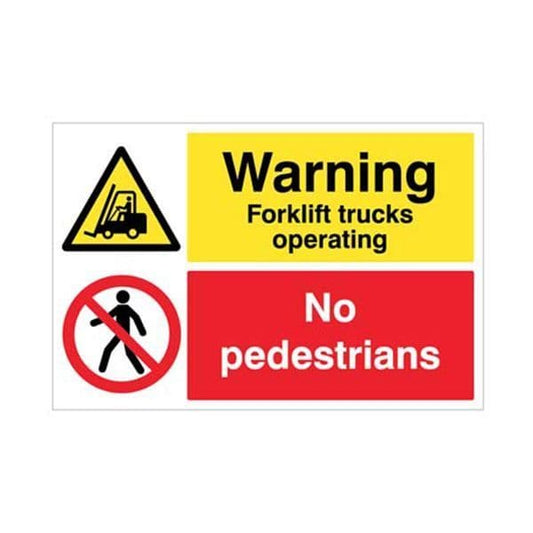 58885 Warning forklift trucks operating no pedestrians floor graphic 600x400mm