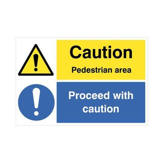 58909 Caution pedestrian area proceed with caution floor graphic 600x400mm