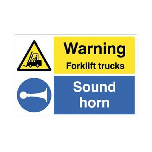 58923 Warning forklift trucks sound horn floor graphic 600x400mm