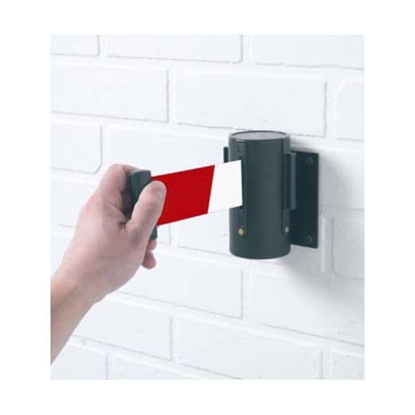 58926 Wall mounted retractable barrier 3m red/white webbing 50mm wide c/w screw in wall clip