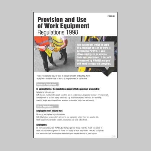 58990 PUWER guidance poster  (400x600mm) Safety Sign