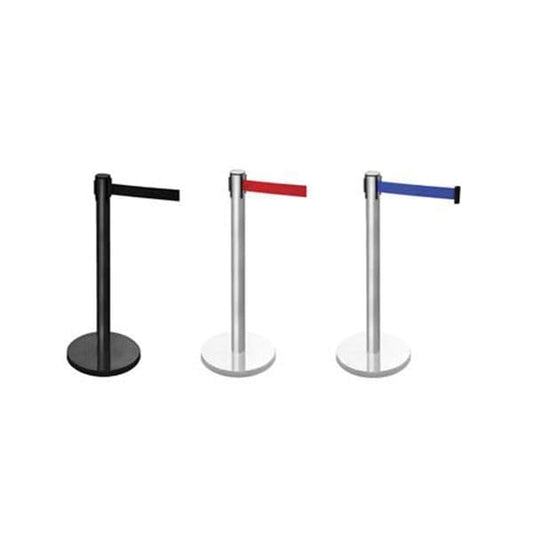 59045 Retractable barrier on black post (3.4m black webbing) 1015mm high post