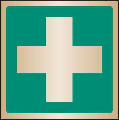 59054 First aid symbol 100x100mm brass  (100x100mm) Safety Sign