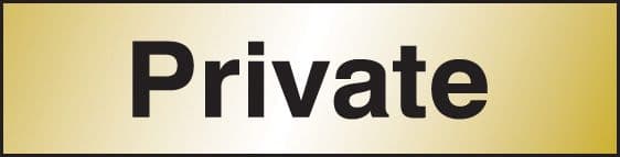 59058 Private 140x35mm Engraved brass effect pvc  (140x35mm) Safety Sign