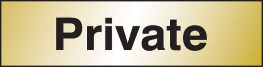 59058 Private 140x35mm Engraved brass effect pvc  (140x35mm) Safety Sign