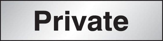 59059 Private sign 140x35mm Engraved aluminium effect pvc  (140x35mm) Safety Sign