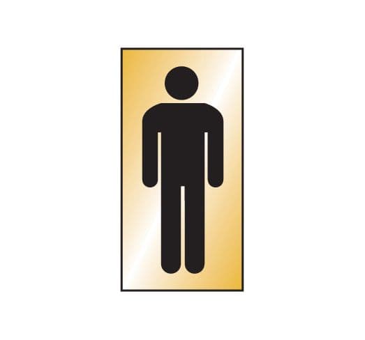 59066 Gents symbol 70x140mm Engraved brass effect pvc  (70x140mm) Safety Sign
