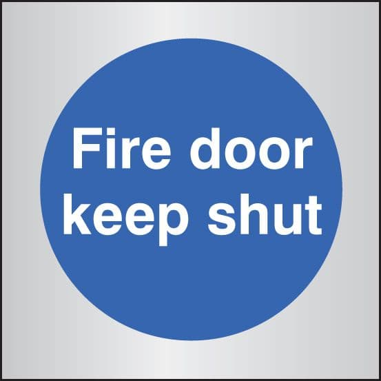 59075 Fire door keep shut 70x70mm aluminium  (70x70mm) Safety Sign