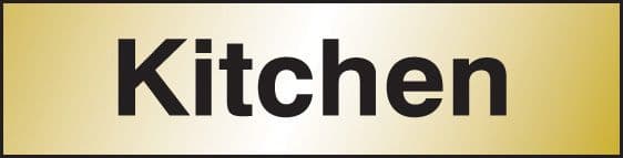 59078 Kitchen 140x35mm Engraved brass effect pvc  (140x35mm) Safety Sign