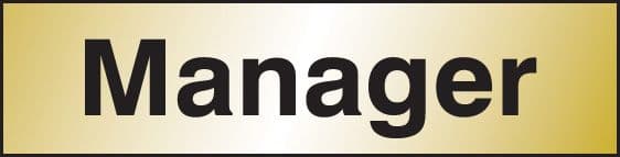 59084 Manager 140x35mm Engraved brass effect pvc  (140x35mm) Safety Sign