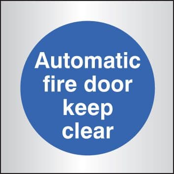 59099 Auto fire door keep clear 70x70mm aluminium  (70x70mm) Safety Sign