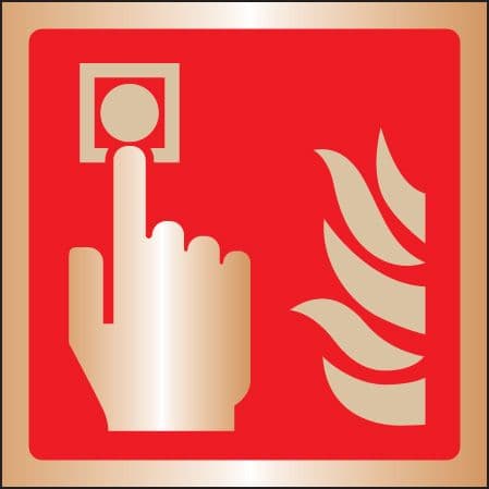 59104 Call point symbol 175x175mm brass  (175x175mm) Safety Sign
