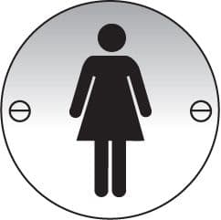59134 Ladies symbol 76mm dia stainless steel sign  (76mm dia) Safety Sign