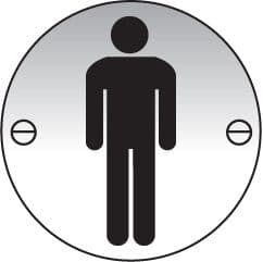 59135 Gents symbol 76mm dia stainless steel sign  (76mm dia) Safety Sign