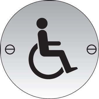 59136 Disabled symbol 76mm dia stainless steel sign  (76mm dia) Safety Sign