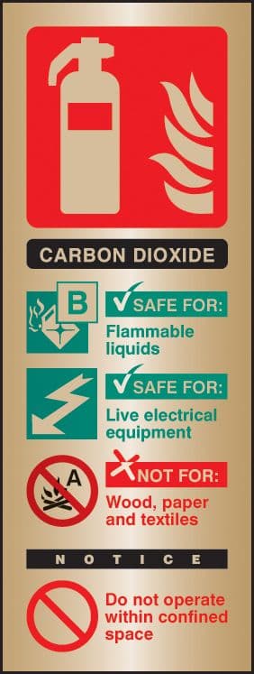 59180 CO2 extinguisher identification brass 75x200mm  (75x200mm) Safety Sign