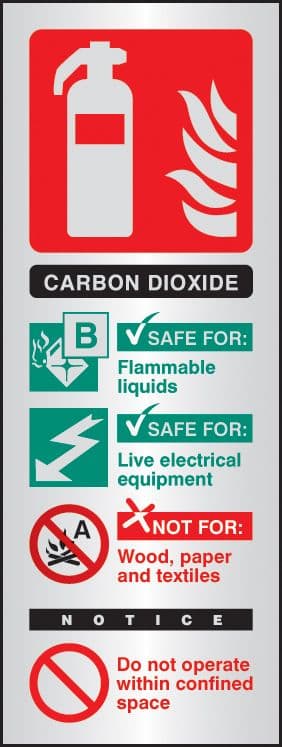 59184 CO2 extinguisher identification aluminium 75x200mm  (75x200mm) Safety Sign