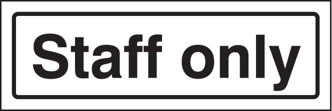 59187 Staff only visual impact sign  (450x150mm) Safety Sign